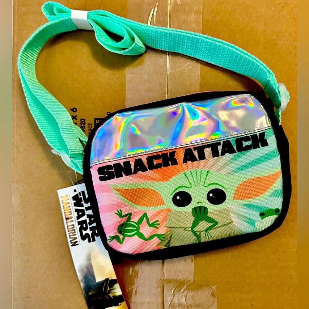 Bioworld Star Wars Crossbody Bag with Grogu & Green and Pink Details